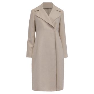 Theory Double-Breasted Coat in Beige Wool