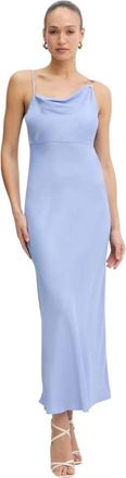 Twinset Midi-jurk met draperie - Dames - Feestkleedjes - Blauw - XS - Polyester - Kleedjes