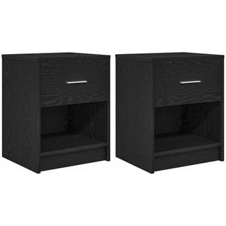 vidaXL Bedside Cabinets 2 pcs with Drawer Black 40x34x50 cm Vidaxl