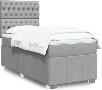 vidaXL Cama Box Spring Con Colch&oacute;n Tela Gris Claro 80x200 Cm Vidaxl