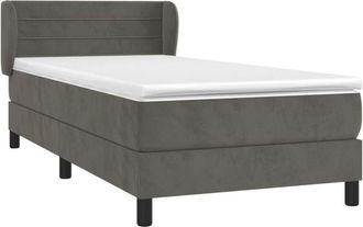 vidaXL Cama Box Spring Con Colch&oacute;n Terciopelo Gris Oscuro 100x200 Cm Vidaxl