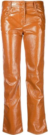 Msgm patent straight-leg trousers - women - Polyester/Polyester - 40 - Orange