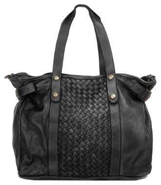 Samantha Look Shopper SAMANTHA LOOK, Damen, Gr. B/H/T: 40cm x 32cm x 18cm onesize, schwarz, Leder, vintage, Taschen Shopper, echt Leder, Made in Italy