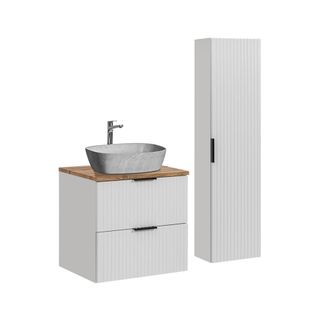 Petits Meubles Set mueble lavabo y columna estratificado Blanco