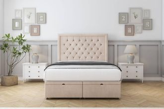 Comfort Beds Rio Naples Ottoman Bed Base-26 Strutted Headboard in Light Sand | Size: Single