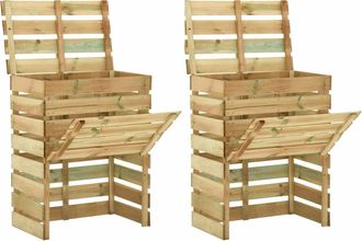 vidaXL Compostador De Jard&iacute;n Laminado 2 Pcs Verde 110 X 58 X 113 Cm Vidaxl