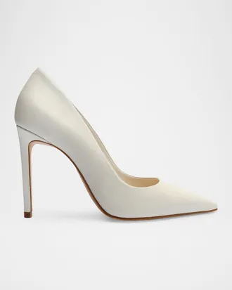 Schutz 100mm Lou Leather Pointed-Toe Pumps