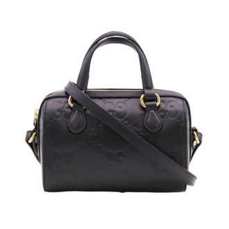 Gucci Black Leather Boston Bag (Pre-Owned)