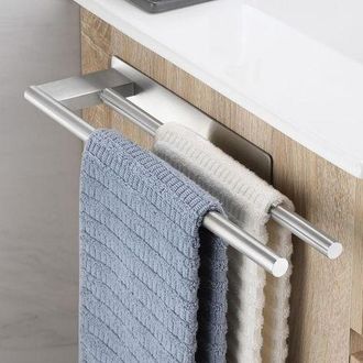 OEM Toallero De Ba&ntilde;o Sin Taladrar, Soporte Doble Adhesivo Para Toallas, Toallero De Pared De Acero Inoxidable Para Ba&ntilde;o Y Cocina, Plata Cepillada