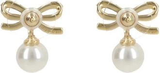Self Portrait Oorstekers met Strik en Parels - Dames - Oorbellen - Geel - ONE Size - Accessoires
