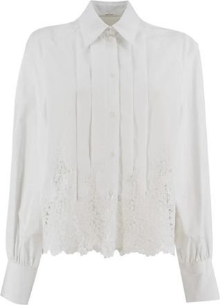 Ermanno Scervino Slim-fit Poplin Overhemd - Dames - Overhemden - Wit - XS - Katoen - Overhemden
