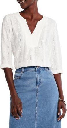 Nic+Zoe Embroidered Eyelet Popover Blouse in Milk White at Nordstrom Rack, Size Xx-Large