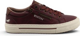 Mustang Jeans Mustang Dames bordeauxrode kunstleer trainer sneaker Casual schoenen - M0112011