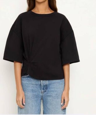 Michael Stars Zinnia Tokyo Jersey Side Pleated Tee In Black