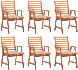 vidaXL Vidaxl - Sillas Comedor De Jard&iacute;n Y Cojines 6 Uds Madera Maciza Acacia