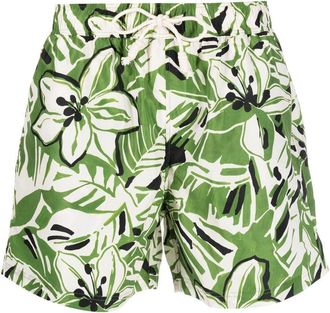Palm Angels floral-print drawstring swim shorts - men - Polyester - S - Green
