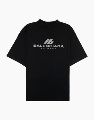 Balenciaga Mens Balenciaga Activewear Logo Medium Fit T Shirt Black 1083 - Size: 32