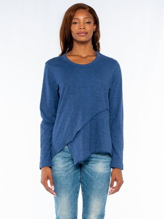 Wilt Crew Long Sleeve Easy Crossover Raw Hem Top