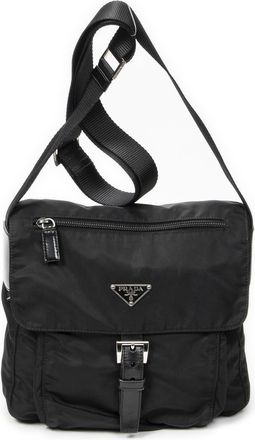 Prada Pre-owned Womens Small Flap Messenger Shoulder Bag - Black - One Size