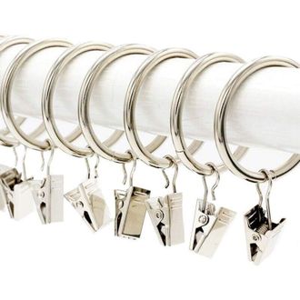 OEM Juego De 20 Presillas Met&aacute;licas Plateadas Para Cortinas Con Clips, Di&aacute;metro Interior: 38 Mm - Crezuo