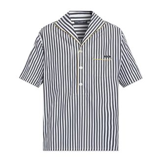 Dolce & Gabbana Short Sleeve Shirts, male, Black, Size: 2XL Striped Pattern Shirt