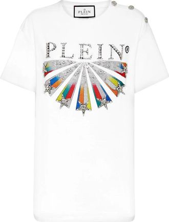 Philipp Plein T-Shirt Ronde Hals - Dames - T-shirts - Wit - L - Katoen - Tops