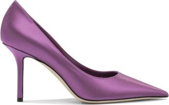 Jimmy Choo London Love 85 Pump - Dames - Pumps - Paars - 39 EU - Katoen - Schoenen