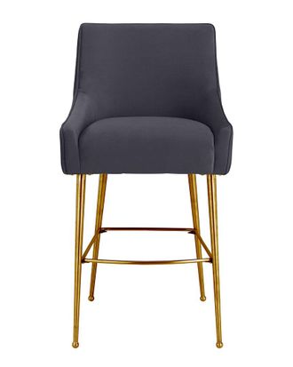 TOV Furniture Tov Furniture Beatrix Pleated Grey Velvet Counter Stool