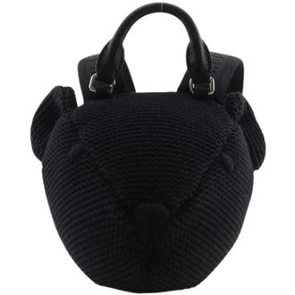 Burberry Pre-owned Backpacks, female, Black, Size: ONE SIZE Pre-owned Cotton Backpack - Bear Plush