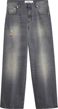 S&eacute;fr Mass Distressed Relaxed Straight Leg Jeans in Dust Black Wash at Nordstrom, Size 34