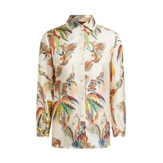 Etro Overhemden, Dames, Veelkleurig, S, Zijden blouse met paisleyprint