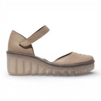 FLY London Womens Taupe BISO305FLY Suede Leather Wedge Sandals - Size EU 40