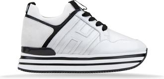 Hogan Leren Sneakers met Su&egrave;de Inzetstukken - Dames - Sneakers - Wit - 36 1/2 EU - Su&egrave;de - Schoenen