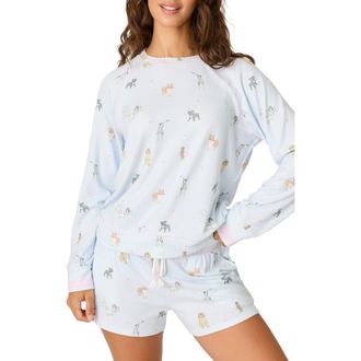 PJ Salvage Bark Park Jersey Pajama Top in Blue Ice at Nordstrom, Size X-Small