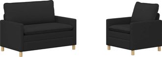 vidaXL Juego De Sof&aacute; 2 Uds. Negro Tela Vidaxl