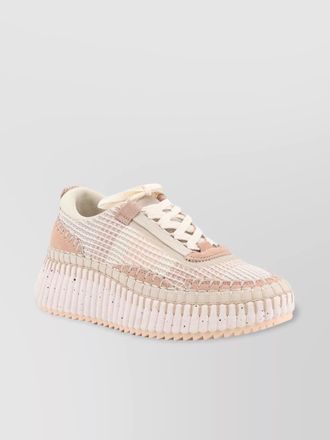 Chlo&eacute; low-top sneakers with mesh and suede