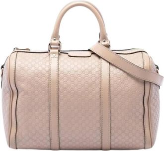 Gucci Pre-owned Embossed Leather Satchel - Dames - Vintage Handtas - Beige - ONE Size - Leer - Vintage