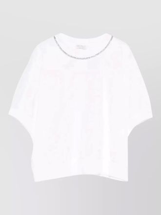 Brunello Cucinelli short sleeve crew neck contrast stitching knit