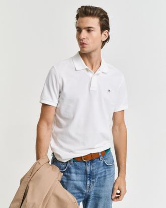 GANT Men Slim Fit Shield Piqu&eacute; Polo Shirt (XXXL) WHITE