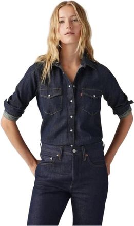 Levi's Iconic Western Linen+ Denim Shirt - Dames - Spijkeroverhemden - Blauw - XS - Denim - Overhemden
