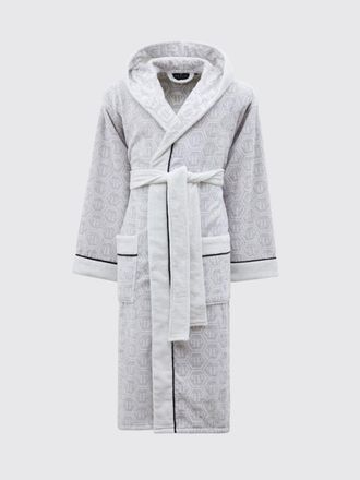 Philipp Plein Accappatoio con cappuccio in spugna di cotone con monogramma Hexagon