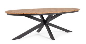 BIZZOTTO Mesa de aluminio antracita 218x115 con lamas efecto madera