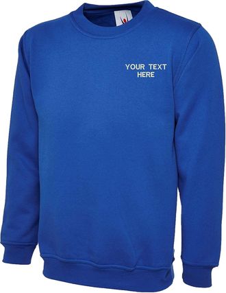 Generic Personalised Embroidered Your Text Classic Sweatshirt Casual Workwear Partywear Unisex Adult Gift Top(M, Royal Blue)
