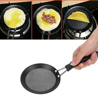 OEM Mttproducts - Mini Sart&eacute;n - Para Fre&iacute;r Huevos - Mango Ergon&oacute;mico - Negra - Para Camping Y Cocina - Ideal Para Mini Panqueques
