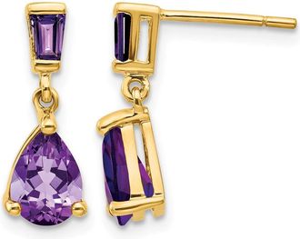 Diamond2Deal 14k Yellow Gold Amethyst Dangle Earrings