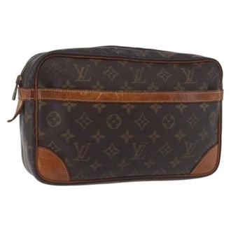 Louis Vuitton Pre-owned Monogram Canvas Clutch Bag - Dames - Pre-owned - Bruin - Maat: ONE Size Leer