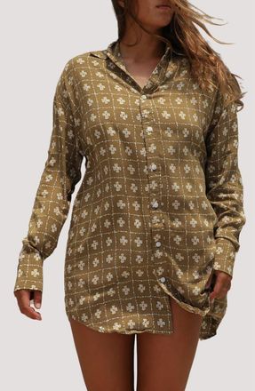 Stone Fox Swim Print Long Sleeve Cover-Up Shirtdress in Vista Flor at Nordstrom, Size X-Small