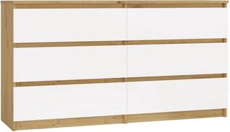 Topeshop Malwa M6 140 Artisan Oak Chest Of Drawers 6 Drawer Storage