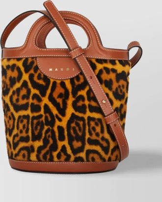 Marni tropicalia mini shearling bucket bag