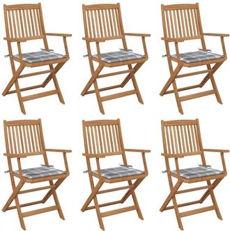 vidaXL Vidaxl - Sillas De Jard&iacute;n Plegables 6 Uds Y Cojines Madera Maciza Acacia